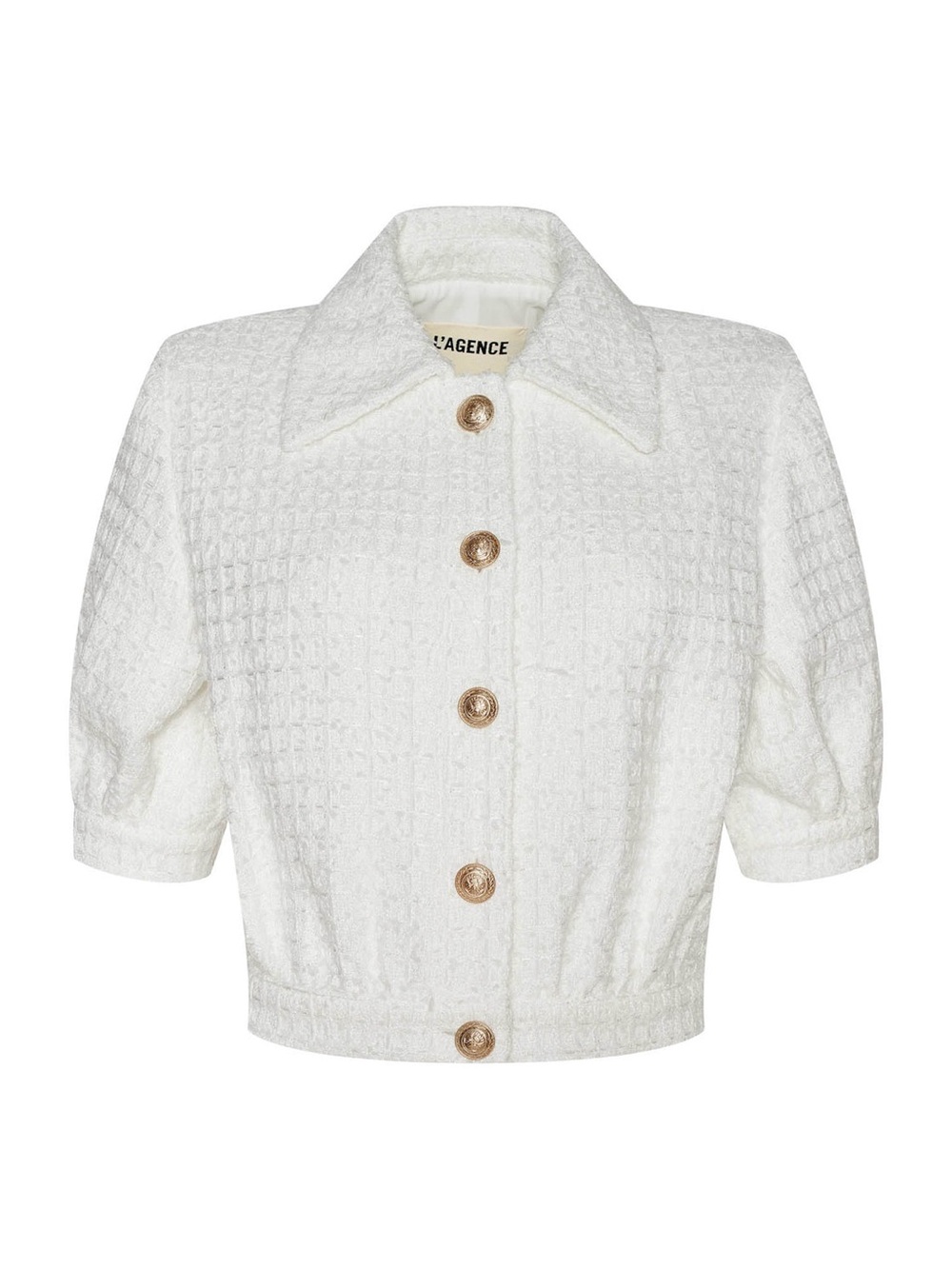 L'AGENCE “Cove” White Tweed Cropped Jacket and Matching Shorts - Picture 3 of 9